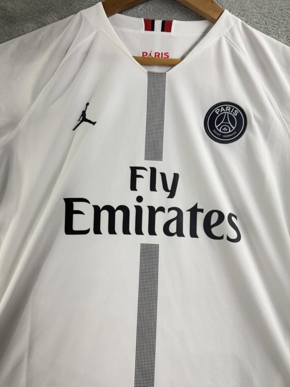 Paris Saint-Germain Jersey Mens Large White Soccer Nike Jordan Fly Emirates - Picture 7 of 12
